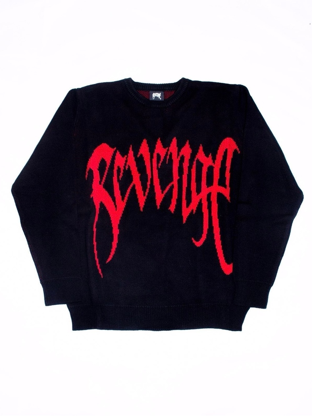 Revenge Clothing Black Crewneck Sweater with Red Logo